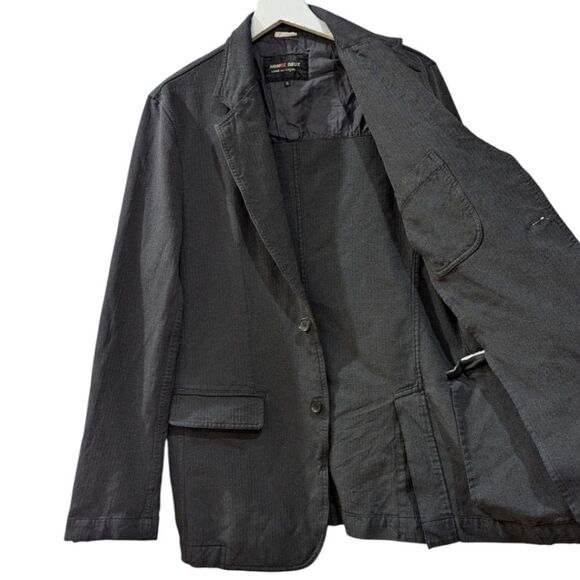 COMME des GARCONS HOMME DEUX Men's US M Slim Fit Charcoal Two Button Sportcoat - Picture 3 of 10